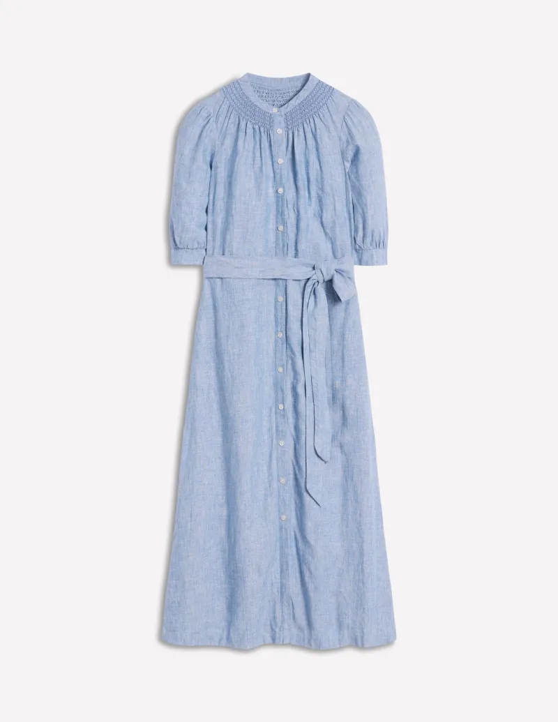 Kleider & Jumpsuits | Midi | Boden Ada Midikleid aus Leinen-Graublau Chambray GraublauChambray