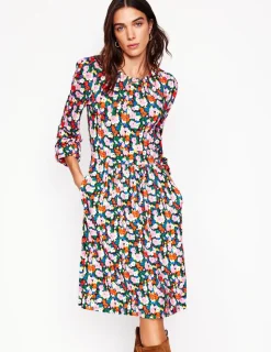 Kleider & Jumpsuits | Knielang | Boden Alexandra Blouson-Jerseykleid-Bunt, Malerische Wiese Bunt,MalerischeWiese