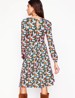 Kleider & Jumpsuits | Knielang | Boden Alexandra Blouson-Jerseykleid-Bunt, Malerische Wiese Bunt,MalerischeWiese