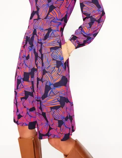 Kleider & Jumpsuits | Knielang | Boden Alexandra Blouson-Jerseykleid-Französisches Marineblau, Großflächiges Schleifenmuster FranzösischesMarineblau,GroßflächigesSchleifenmuster