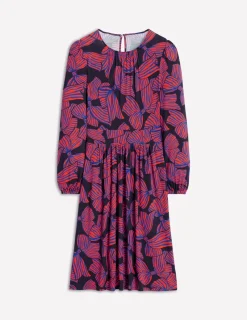 Kleider & Jumpsuits | Knielang | Boden Alexandra Blouson-Jerseykleid-Französisches Marineblau, Großflächiges Schleifenmuster FranzösischesMarineblau,GroßflächigesSchleifenmuster