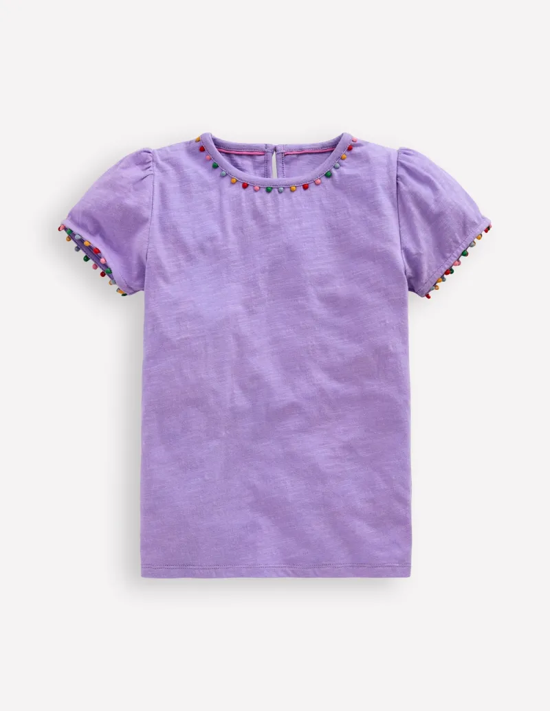 Oberteile & T-shirts | Boden Ali T-Shirt mit Puffärmeln und Bommelbesatz- Lavendellila