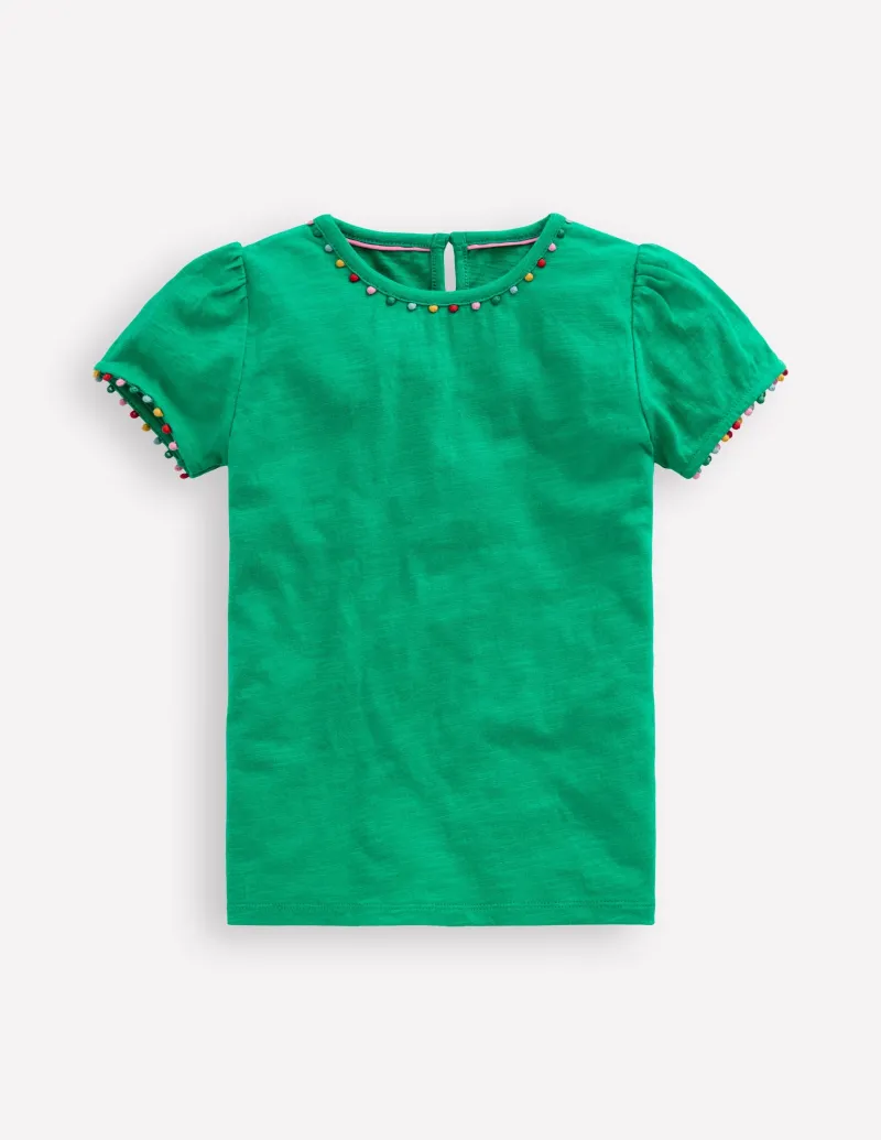 Oberteile & T-shirts | Boden Ali T-Shirt mit Puffärmeln und Bommelbesatz-Helles Smaragdgrün HellesSmaragdgrün
