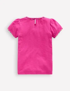 Oberteile & T-shirts | Boden Ali T-Shirt mit Puffärmeln und Bommelbesatz- Flamingorosa