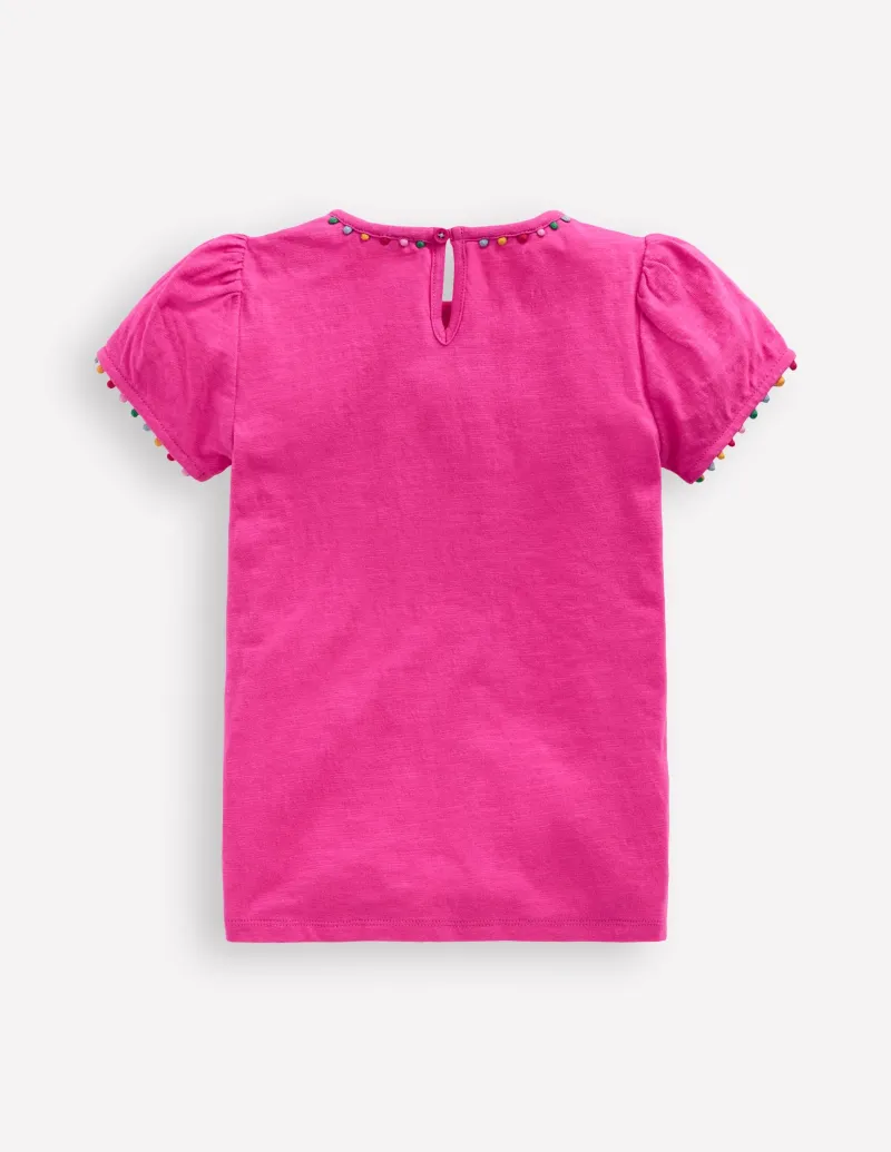 Oberteile & T-shirts | Boden Ali T-Shirt mit Puffärmeln und Bommelbesatz- Flamingorosa