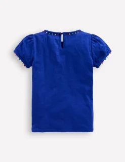 Oberteile & T-shirts | Boden Ali T-Shirt mit Puffärmeln und Bommelbesatz-Leuchtendes Blau LeuchtendesBlau