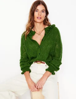Pullover & Strickjacken | Boden Alice Flauschige Strickjacke mit Ziernaht- Promenadengrün