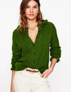 Pullover & Strickjacken | Boden Alice Flauschige Strickjacke mit Ziernaht- Promenadengrün