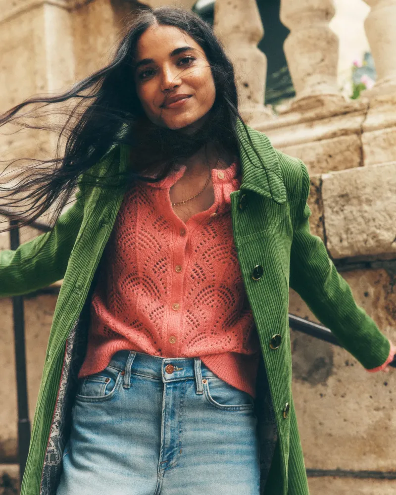 Pullover & Strickjacken | Boden Alice Flauschige Strickjacke mit Ziernaht- Lachsrosa