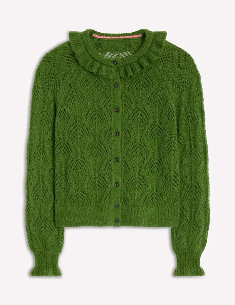 Pullover & Strickjacken | Boden Alice Flauschige Strickjacke mit Ziernaht- Promenadengrün