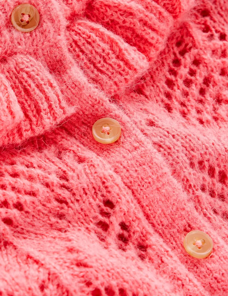 Pullover & Strickjacken | Boden Alice Flauschige Strickjacke mit Ziernaht- Lachsrosa