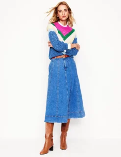 Pullover & Strickjacken | Boden Alice Flauschiger Raglanpullover-Blau und Rosa Chevron BlauundRosaChevron
