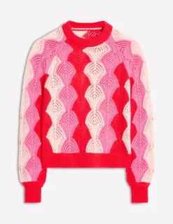 Pullover & Strickjacken | Boden Alice Flauschiger Raglanpullover-Mohnblumenrot/ Kreide/ Prickelndes Pink Mohnblumenrot/Kreide/PrickelndesPink