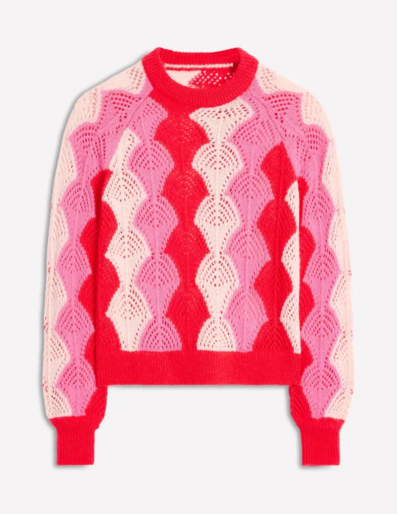 Pullover & Strickjacken | Boden Alice Flauschiger Raglanpullover-Mohnblumenrot/ Kreide/ Prickelndes Pink Mohnblumenrot/Kreide/PrickelndesPink