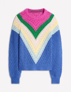 Pullover & Strickjacken | Boden Alice Flauschiger Raglanpullover-Blau und Rosa Chevron BlauundRosaChevron