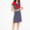 Kleider & Jumpsuits | Knielang | Boden Amelie Jerseykleid-Marineblau, Naturweiß Gestreift