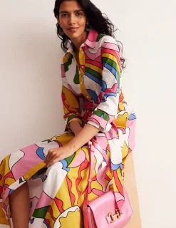 Kleider & Jumpsuits | Kleider In Petite | Boden Amy Midi-Hemdblusenkleid aus Baumwolle-Bunt, Sonnenschein Bunt,Sonnenschein