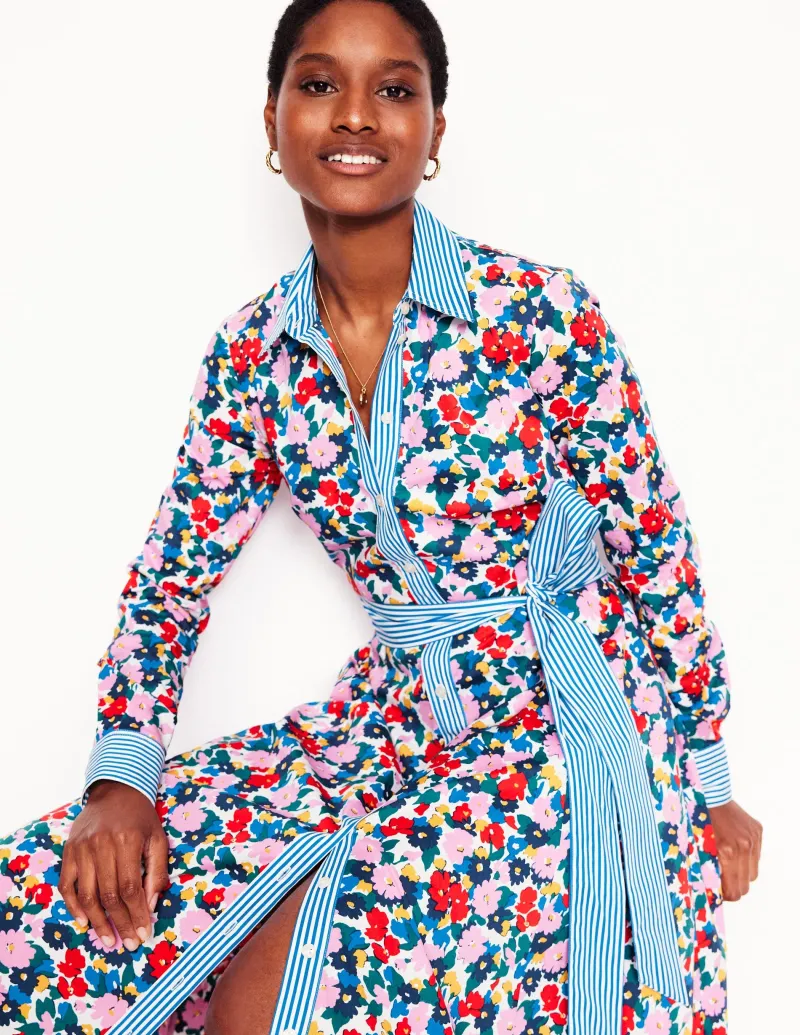 Kleider & Jumpsuits | Midi | Boden Amy Midi-Hemdblusenkleid aus Baumwolle-Bunt, Malerische Wiese Bunt,MalerischeWiese