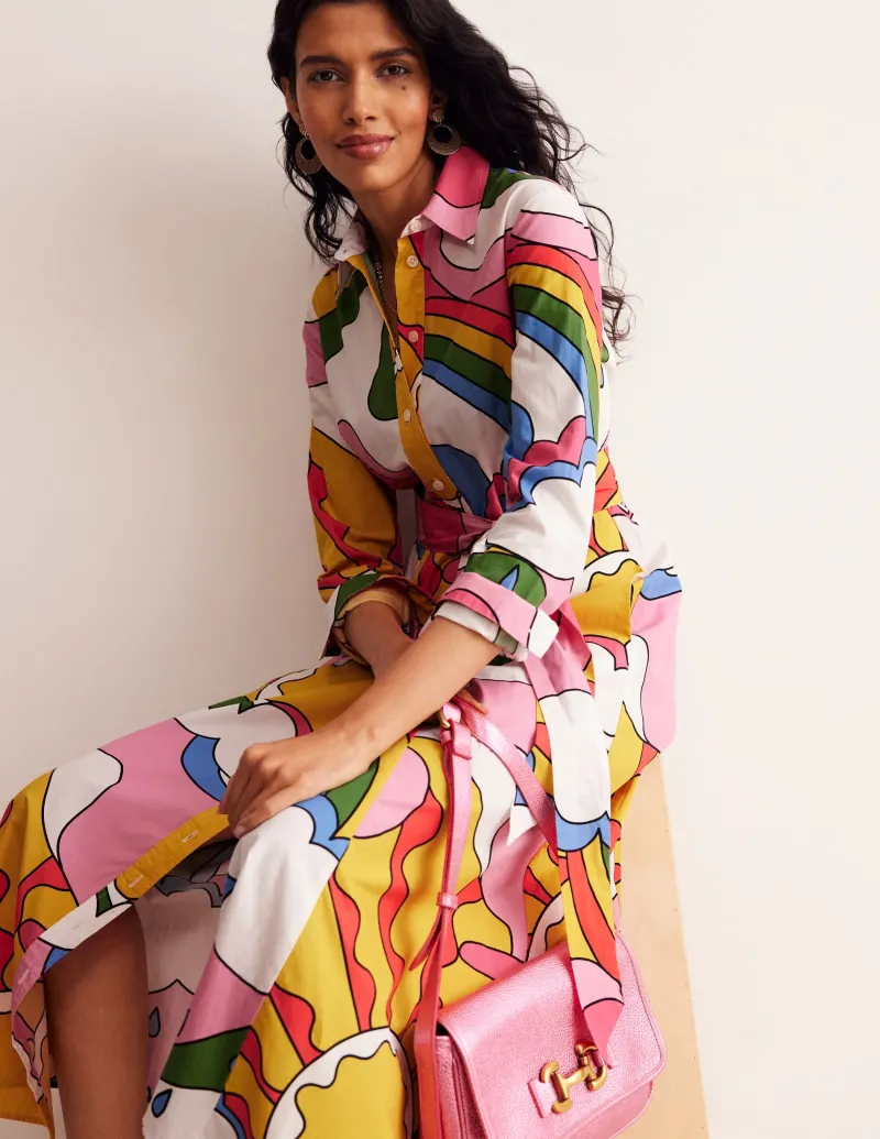 Kleider & Jumpsuits | Kleider In Petite | Boden Amy Midi-Hemdblusenkleid aus Baumwolle-Bunt, Sonnenschein Bunt,Sonnenschein