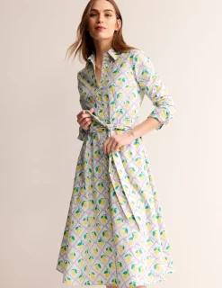Kleider & Jumpsuits | Kleider In Petite | Boden Amy Midi-Hemdblusenkleid aus Baumwolle-Lavendel, Zitronenhain Lavendel,Zitronenhain