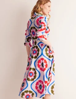 Kleider & Jumpsuits | Kleider In Petite | Boden Amy Midi-Hemdblusenkleid aus Baumwolle-Bunt, Geo Blütenblatt Bunt,GeoBlütenblatt