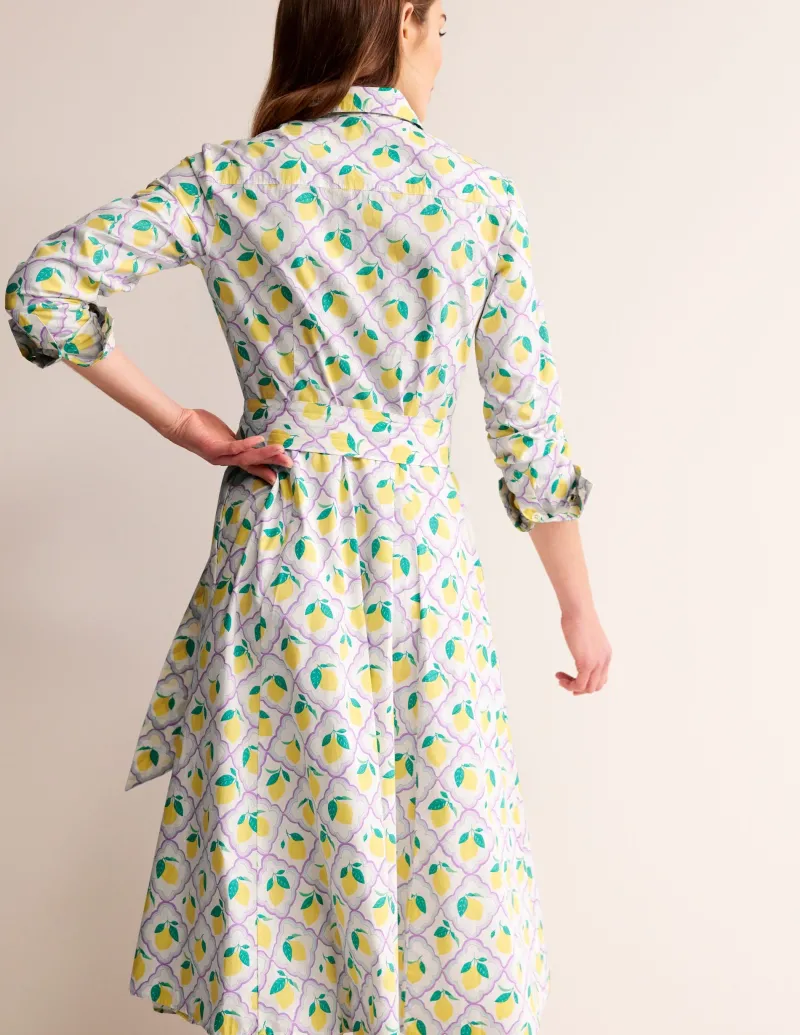 Kleider & Jumpsuits | Kleider In Petite | Boden Amy Midi-Hemdblusenkleid aus Baumwolle-Lavendel, Zitronenhain Lavendel,Zitronenhain