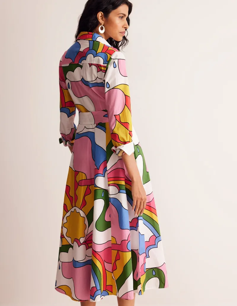 Kleider & Jumpsuits | Kleider In Petite | Boden Amy Midi-Hemdblusenkleid aus Baumwolle-Bunt, Sonnenschein Bunt,Sonnenschein