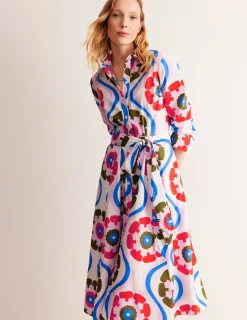 Kleider & Jumpsuits | Kleider In Petite | Boden Amy Midi-Hemdblusenkleid aus Baumwolle-Bunt, Geo Blütenblatt Bunt,GeoBlütenblatt