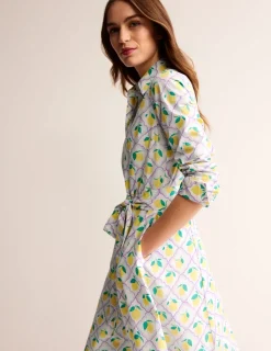 Kleider & Jumpsuits | Kleider In Petite | Boden Amy Midi-Hemdblusenkleid aus Baumwolle-Lavendel, Zitronenhain Lavendel,Zitronenhain