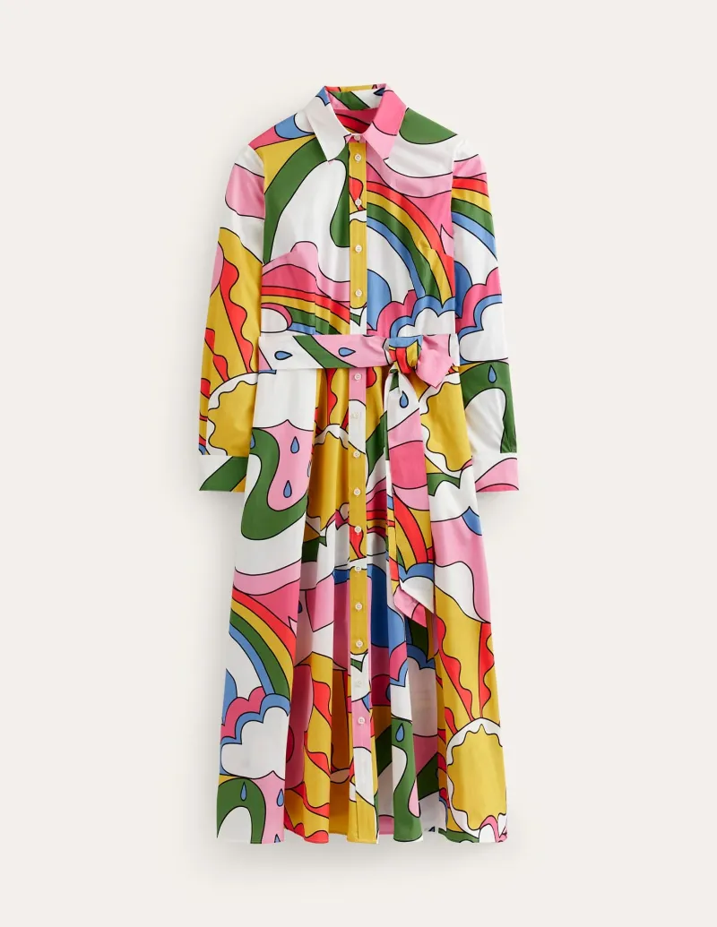 Kleider & Jumpsuits | Kleider In Petite | Boden Amy Midi-Hemdblusenkleid aus Baumwolle-Bunt, Sonnenschein Bunt,Sonnenschein