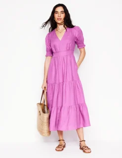 Kleider & Jumpsuits | Midi | Boden Anna Gestuftes Midikleid aus Leinen- Fingerhut-Lila