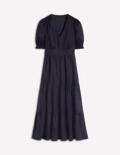 Kleider & Jumpsuits | Midi | Boden Anna Gestuftes Midikleid aus Leinen- Marineblaue