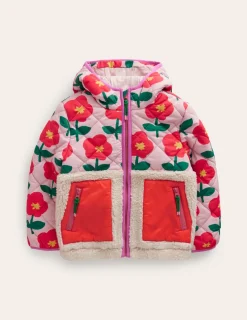 Mäntel & Jacken | Boden Annabelle Jacke mit Teddyfell-Mix-Vintage-Rosa Cutout Blume Vintage-RosaCutoutBlume