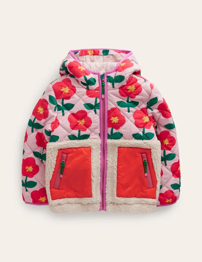 Mäntel & Jacken | Boden Annabelle Jacke mit Teddyfell-Mix-Vintage-Rosa Cutout Blume Vintage-RosaCutoutBlume
