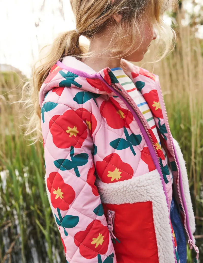 Mäntel & Jacken | Boden Annabelle Jacke mit Teddyfell-Mix-Vintage-Rosa Cutout Blume Vintage-RosaCutoutBlume