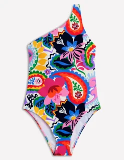 Bademode | Boden Badeanzug mit einem Träger-Naturweiß, Botanik-Paisley Naturweiß,Botanik-Paisley