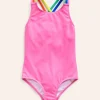 Bademode | Boden Badeanzug mit gekreuzten Rückenträgern in Regenbogenfarben- Erdbeershake