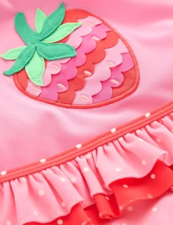 Bademode | Boden Badeshirt-Set mit Rüschen-Kaugummirosa Erdbeere KaugummirosaErdbeere