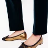 Flache Schuhe | Boden Ballerinas mit Zehenkappe-Bronze Metallic Leder BronzeMetallicLeder