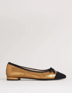 Flache Schuhe | Boden Ballerinas mit Zehenkappe-Bronze Metallic Leder BronzeMetallicLeder