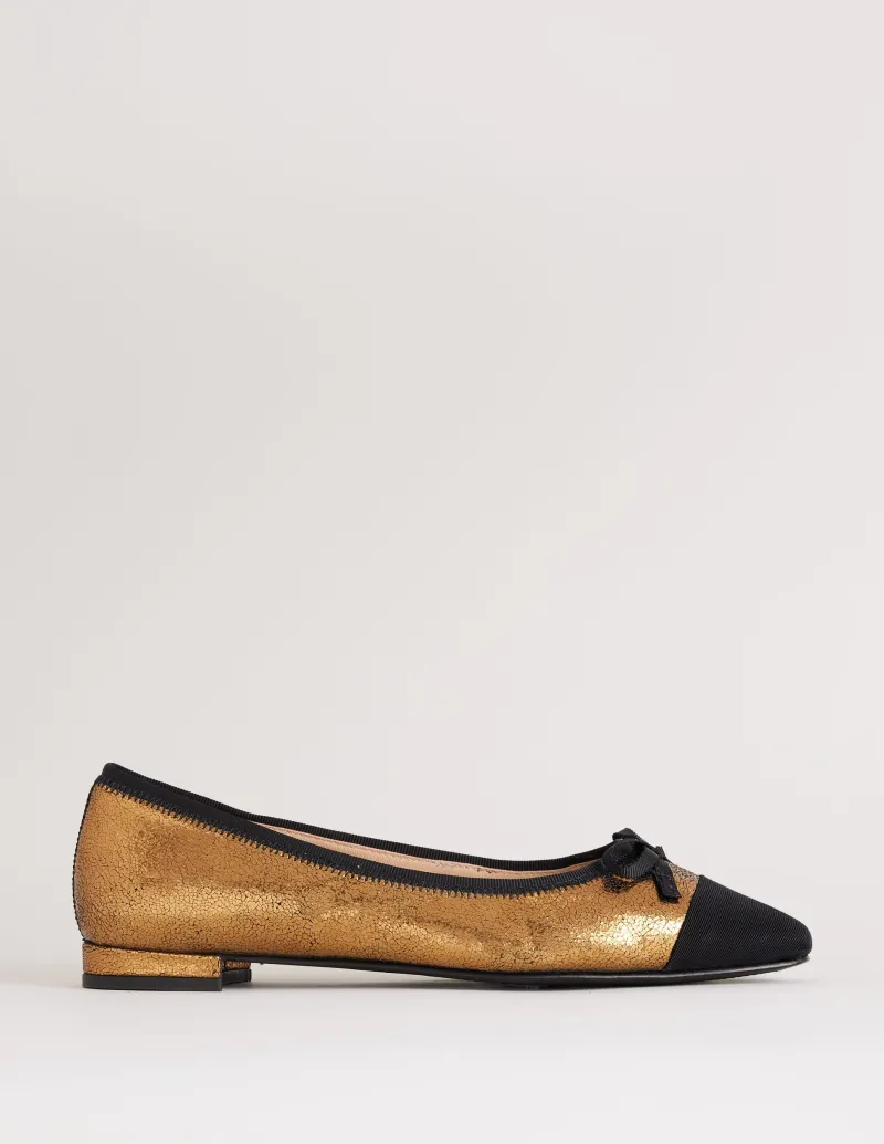 Flache Schuhe | Boden Ballerinas mit Zehenkappe-Bronze Metallic Leder BronzeMetallicLeder