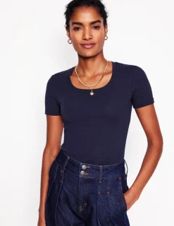 Nachtwäsche & Schlafanzüge | T-shirts & Tops | Boden Basic-T-Shirt aus Jersey-Aqua Marine Marl AquaMarineMarl
