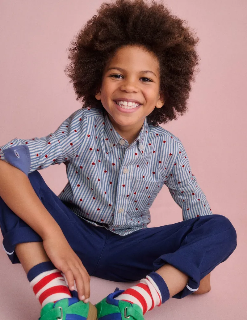 Hemden | Oberteile & T-shirts | Boden Baumwollhemd-Blau/Seersucker, Herzen Blau/Seersucker,Herzen