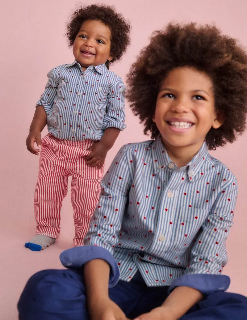 Hemden | Oberteile & T-shirts | Boden Baumwollhemd-Blau/Seersucker, Herzen Blau/Seersucker,Herzen