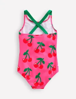 Bademode | Boden Bedruckter Badeanzug mit gekreuzten Trägern-Sorbet-Rosa Kirschen Sorbet-RosaKirschen
