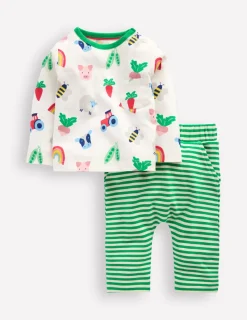 Strampler & Spielanzüge | Boden Bedrucktes Jungen-Set-Weiches Naturweiß Farm WeichesNaturweißFarm