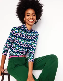 T-shirts & Tops | Oberteile | Boden Bedrucktes Oberteil mit gesmoktem Ausschnitt-Smaragdgrün, Glücksklee Smaragdgrün,Glücksklee