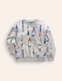 Sweatshirts & Fleeces | Oberteile & T-shirts | Boden Bedrucktes Sweatshirt-Grau Meliert Raketen GrauMeliertRaketen