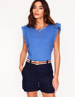 Nachtwäsche & Schlafanzüge | T-shirts & Tops | Boden Belle Oberteil mit Lochstickerei an den Ärmeln-Blue River BlueRiver