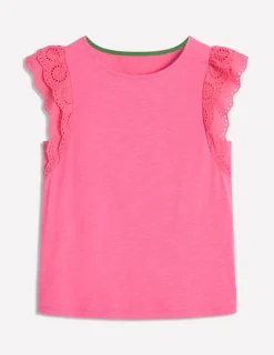 Nachtwäsche & Schlafanzüge | T-shirts & Tops | Boden Belle Oberteil mit Lochstickerei an den Ärmeln-Rosa Rose RosaRose